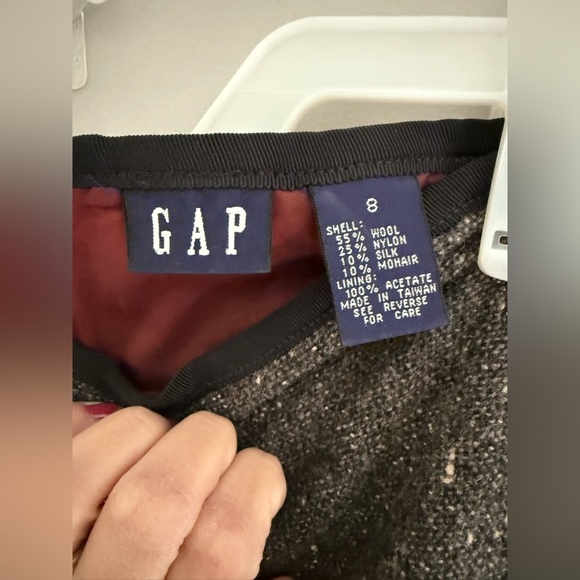 Gap Womens Skirt SZ 8 Grey Tweed Mini Lined Wool Blend Back Zip Y2K Academic - Picture 2 of 8